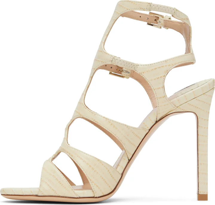 TOM FORD Off-White Lizard Paradis Heeled Sandals - Image 3