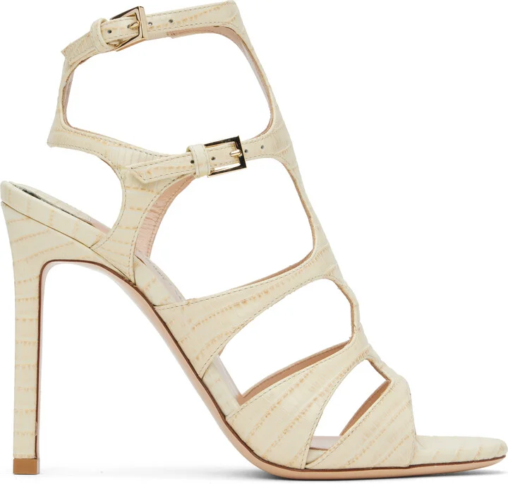 TOM FORD Off-White Lizard Paradis Heeled Sandals
