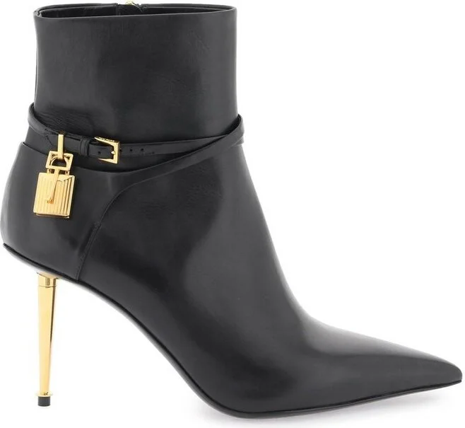 Tom Ford Padlock Detailed Pointed-Toe Boots