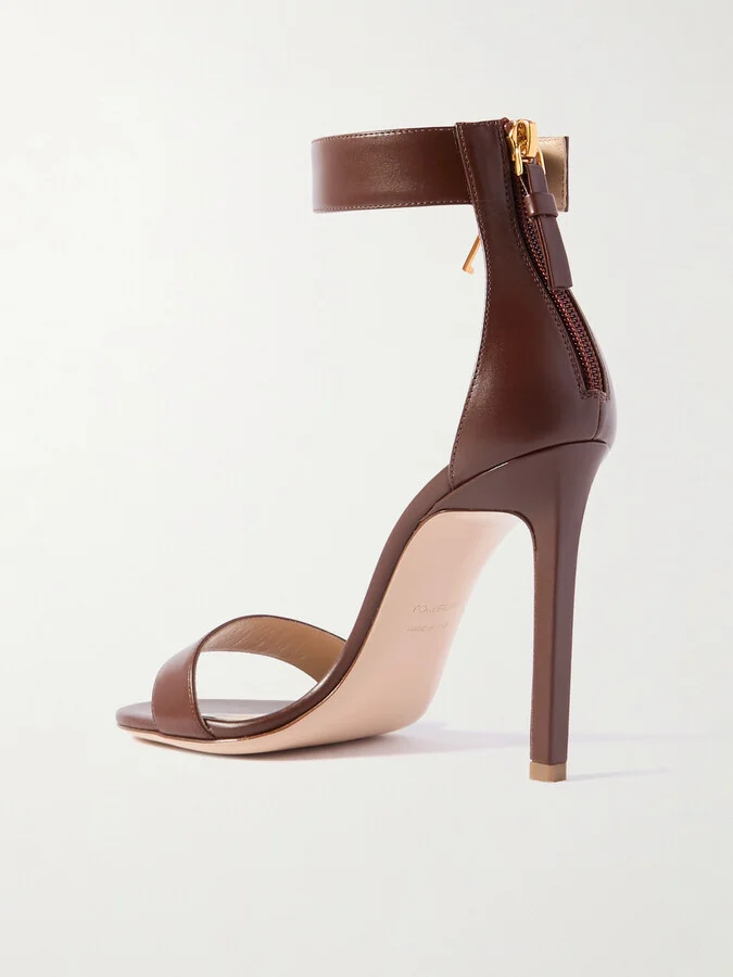 TOM FORD - Padlock Embellished Leather Sandals - Burgundy - Image 3