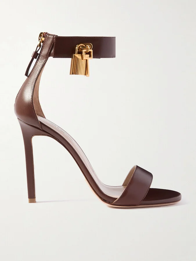 TOM FORD - Padlock Embellished Leather Sandals - Burgundy