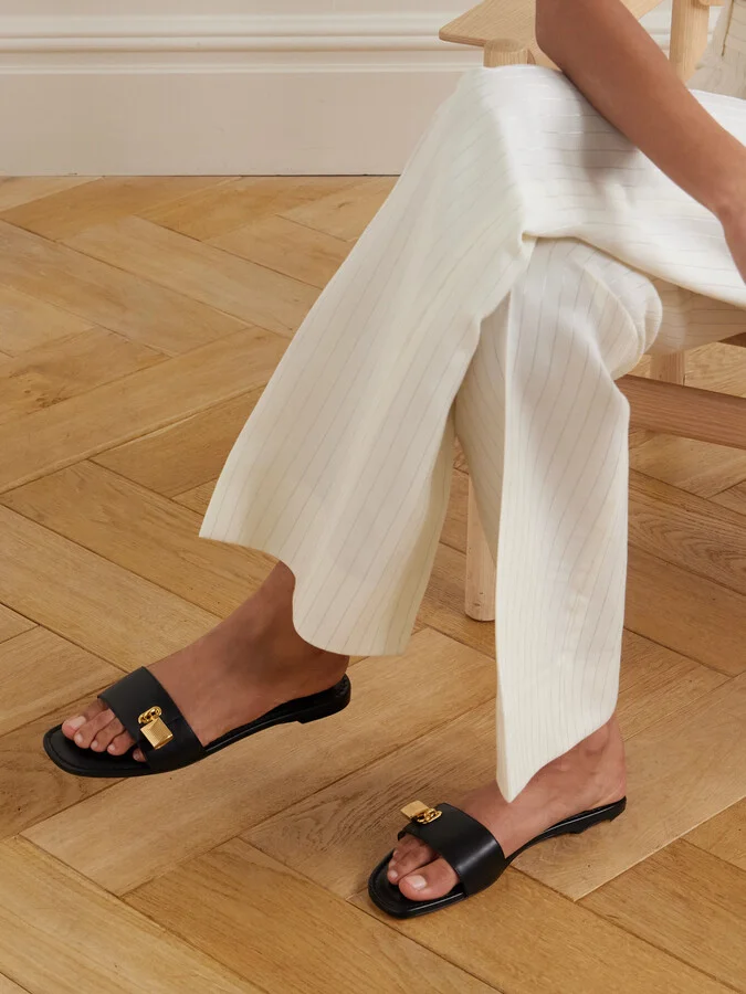 TOM FORD - Padlock Embellished Leather Slides - Black - Image 2