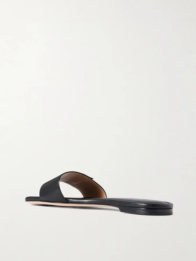 TOM FORD - Padlock Embellished Leather Slides - Black - Image 3