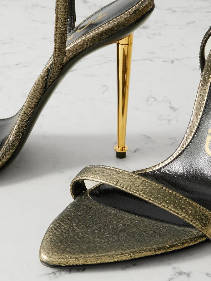 TOM FORD - Padlock Lamé Sandals - Gold - Image 4