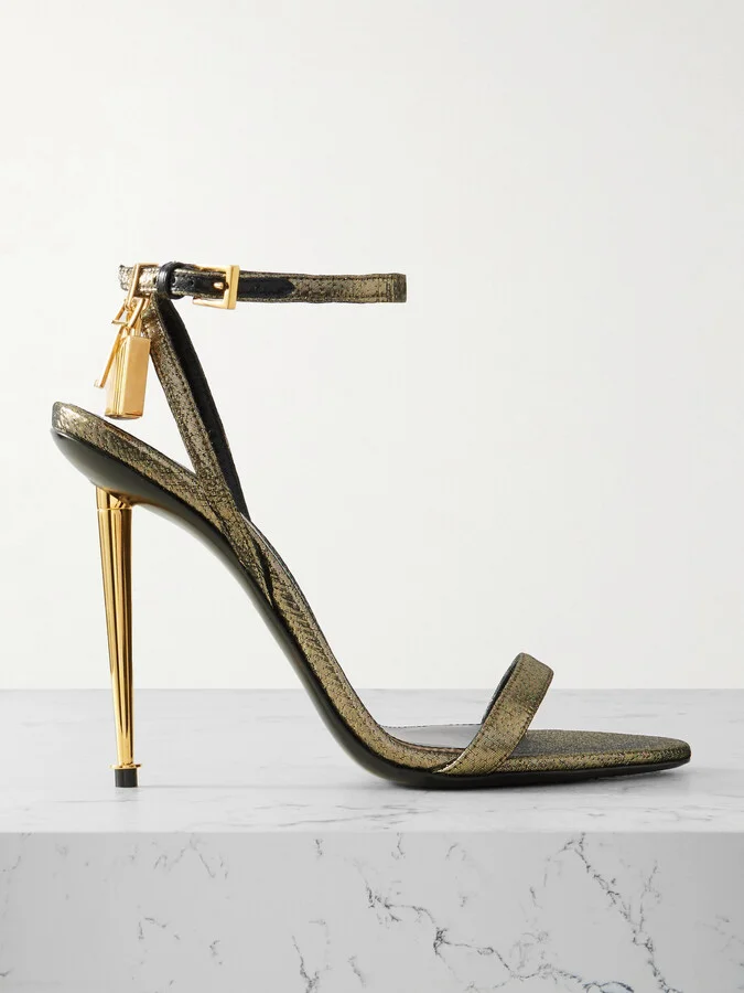 TOM FORD - Padlock Lamé Sandals - Gold