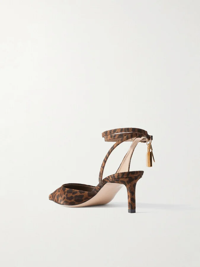TOM FORD - Padlock Leopard-print Suede Pumps - Brown - Image 3