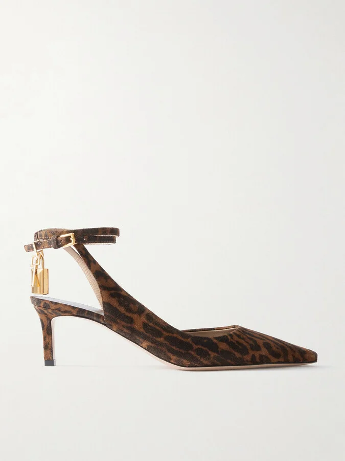 TOM FORD - Padlock Leopard-print Suede Pumps - Brown
