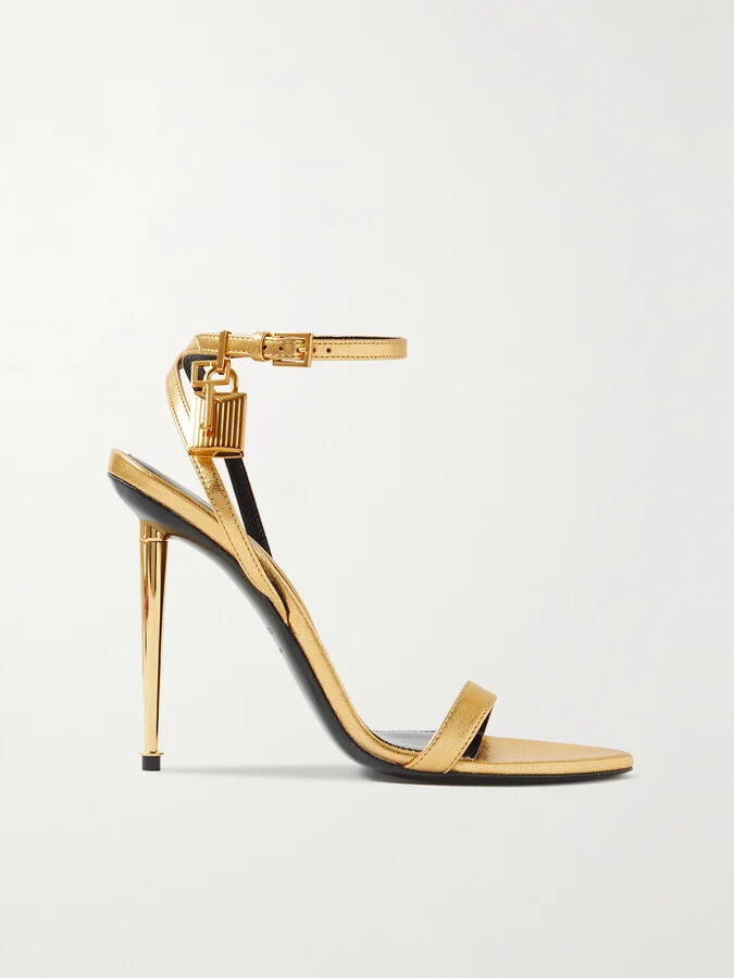 TOM FORD - Padlock Metallic Leather Sandals - Gold