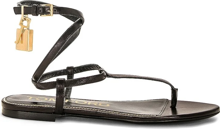 TOM FORD Padlock Thong Sandal in Black