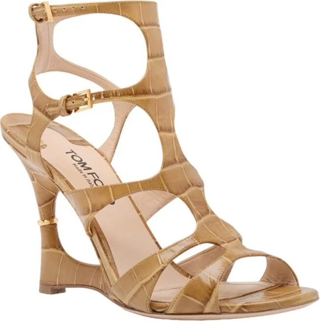 Tom Ford Paradis Cage Sandal In Polished Crocodile Leather - Image 2