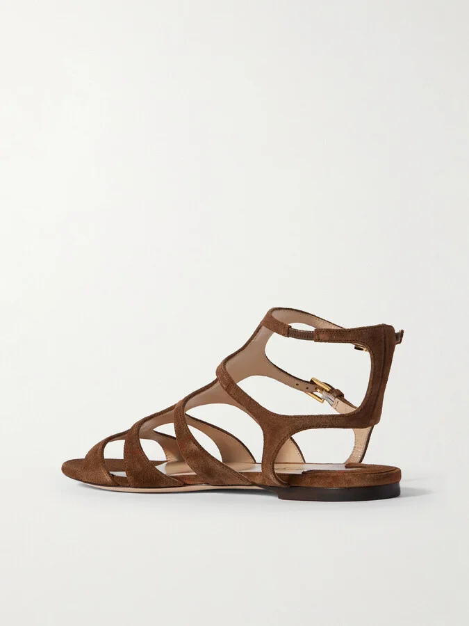 TOM FORD - Paradise Cutout Suede Sandals - Brown - Image 3