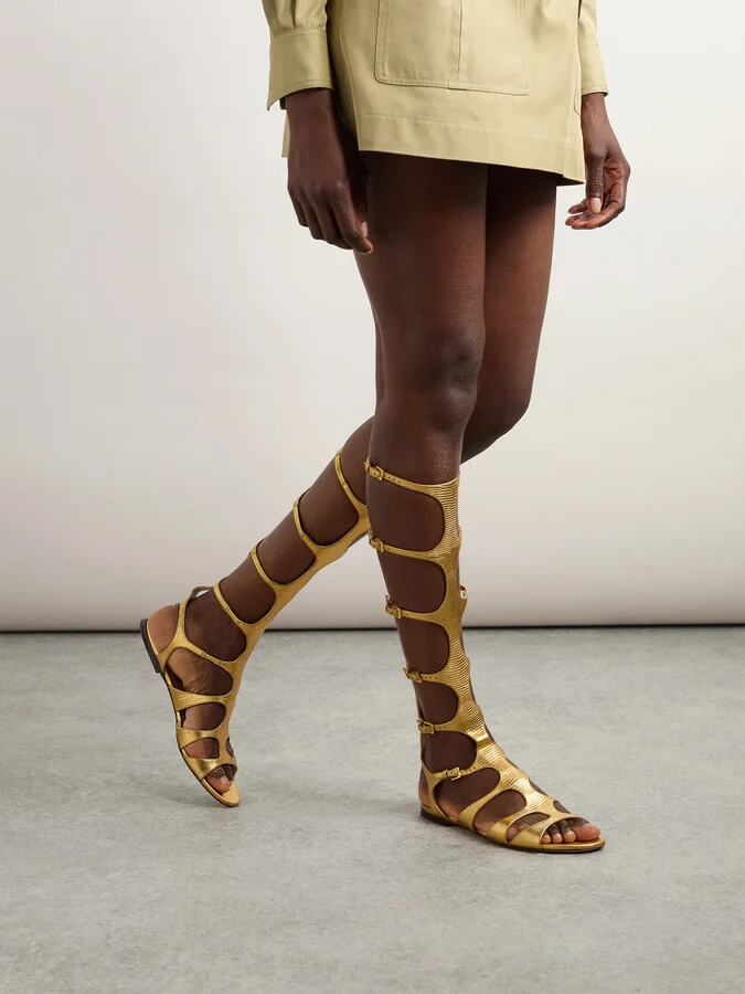 TOM FORD - Paradise Metallic Lizard-effect Leather Sandals - IT36 - Image 2