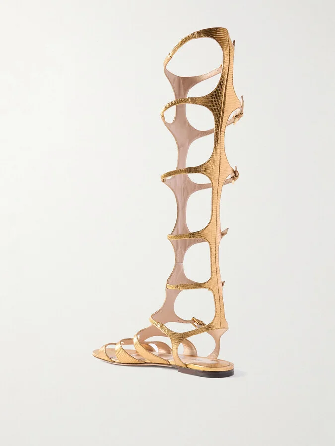 TOM FORD - Paradise Metallic Lizard-effect Leather Sandals - IT36 - Image 3