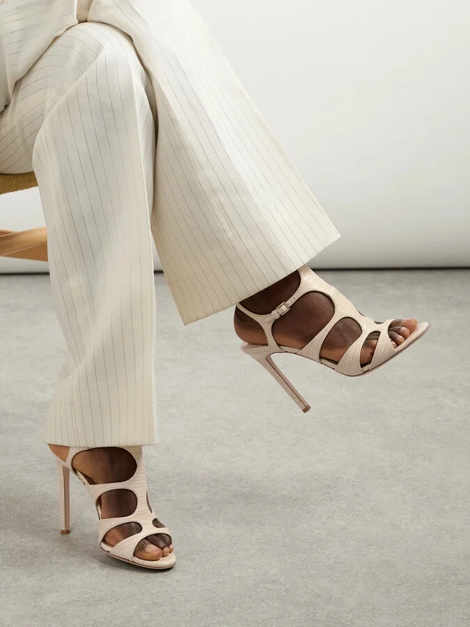 TOM FORD - Paradise Snake-effect Leather Sandals - Ivory - Image 2