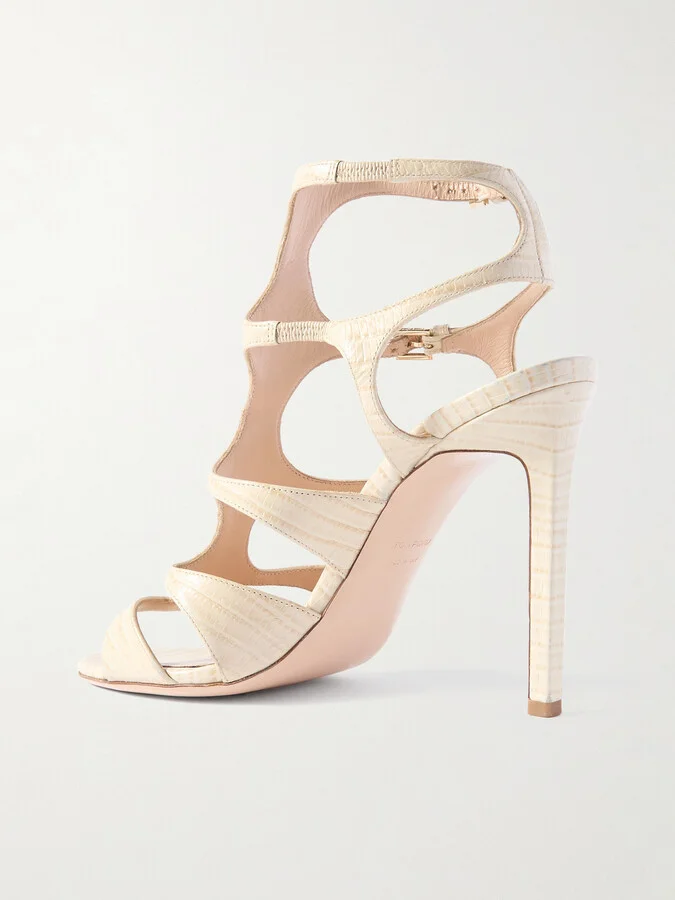TOM FORD - Paradise Snake-effect Leather Sandals - Ivory - Image 3