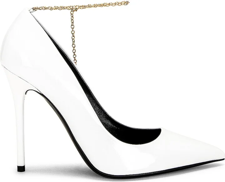 TOM FORD Patent Leather Chain Pump 105 in White