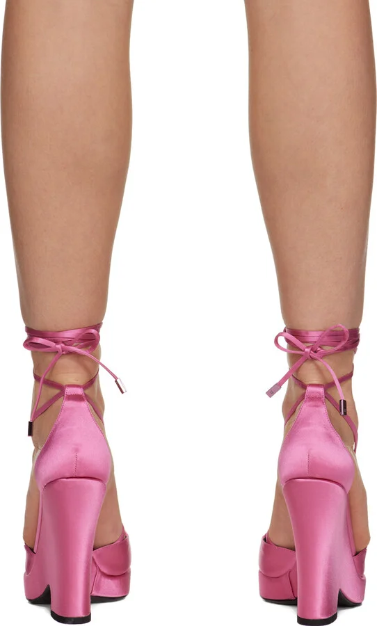 TOM FORD Pink Ankle Wrap Heeled Sandals - Image 2