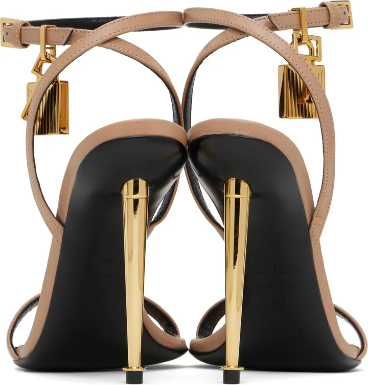 TOM FORD Pink Padlock Pointy Naked Heeled Sandals - Image 2