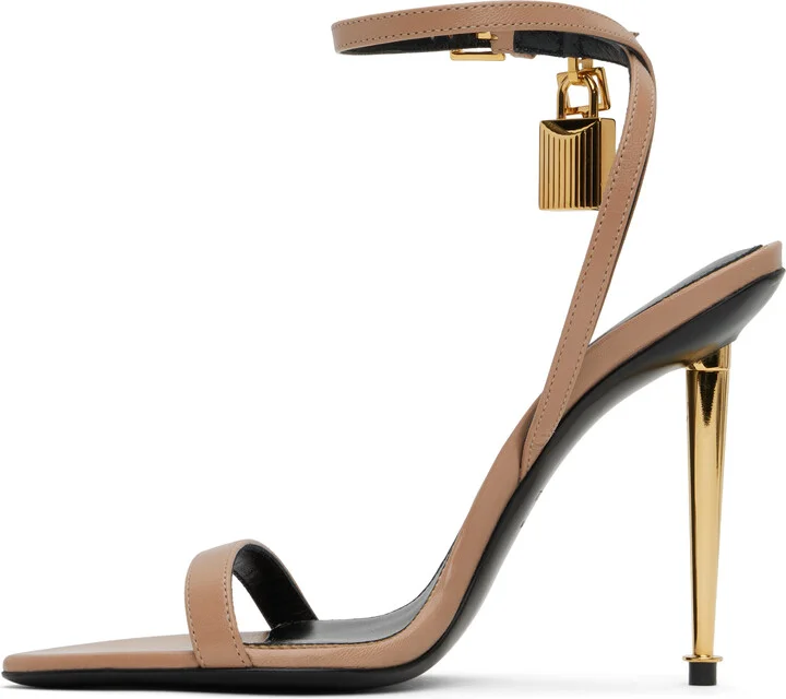 TOM FORD Pink Padlock Pointy Naked Heeled Sandals - Image 3