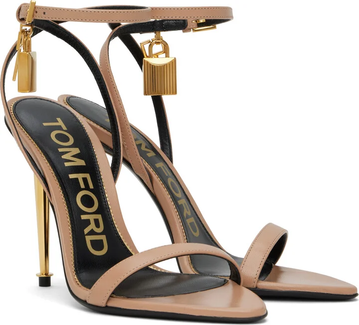 TOM FORD Pink Padlock Pointy Naked Heeled Sandals - Image 4