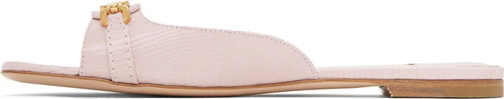 TOM FORD Pink Stamped Lizard Leather Slides - Image 3