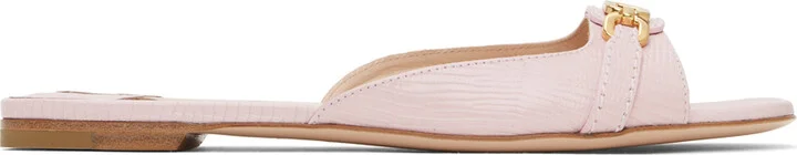 TOM FORD Pink Stamped Lizard Leather Slides