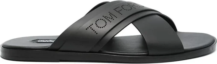 Tom Ford Preston Logo-Perforated Slides Shoes