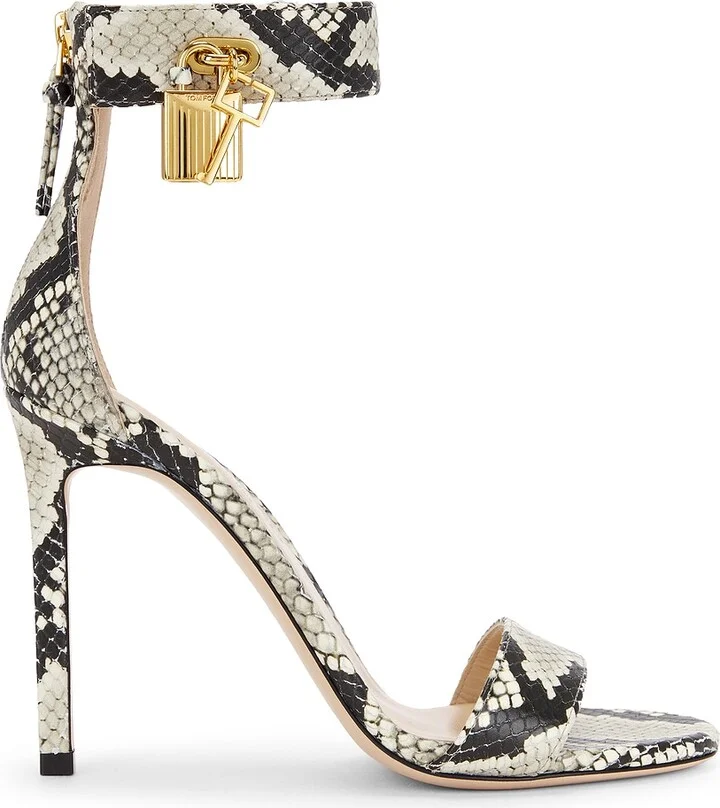 TOM FORD Printed Python Sandal in Black