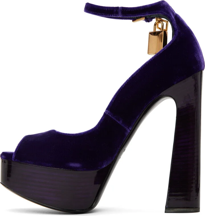 TOM FORD Purple Peep Toe Platform Heeled Sandals - Image 3