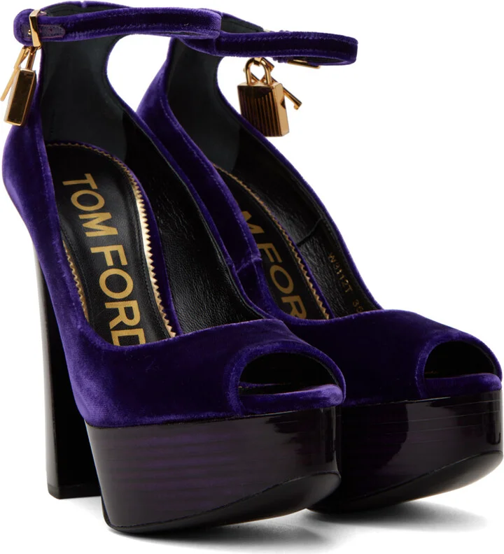 TOM FORD Purple Peep Toe Platform Heeled Sandals - Image 4