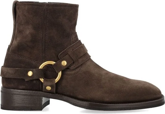 Tom Ford Round Toe Harness Detailed Boots