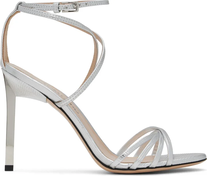 TOM FORD Silver Laminated Printed Lizard Ida Heeled Sandals