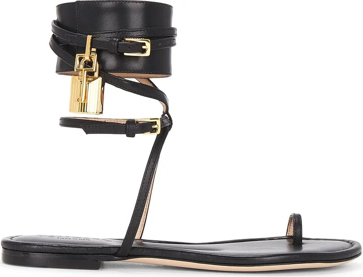 TOM FORD Soft Calf Ankle Wrap Sandal in Black
