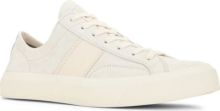 TOM FORD Suede Low Top Sneaker in White - Image 2