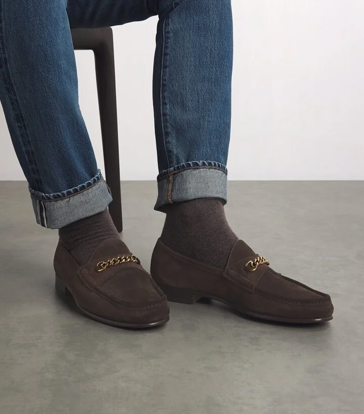 Tom Ford Suede York Chain-Detail Loafers - Image 2