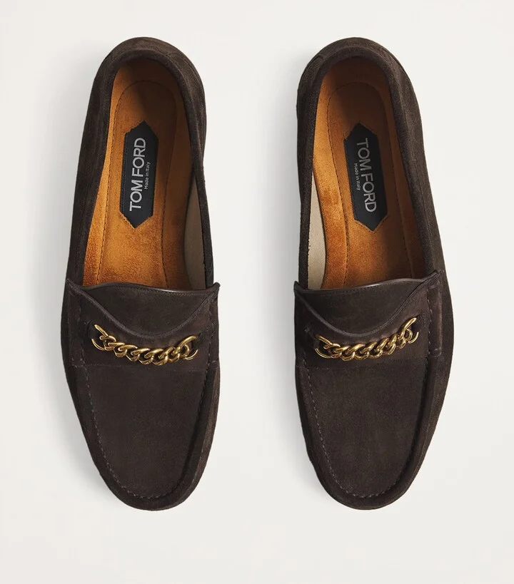 Tom Ford Suede York Chain-Detail Loafers - Image 3
