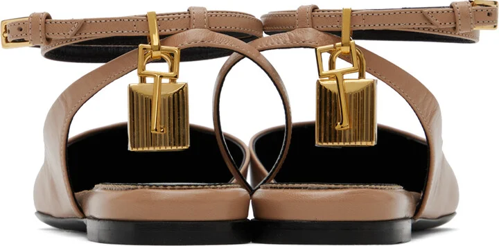 TOM FORD Taupe Padlock Ballerina Flats - Image 2