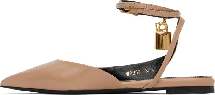 TOM FORD Taupe Padlock Ballerina Flats - Image 3
