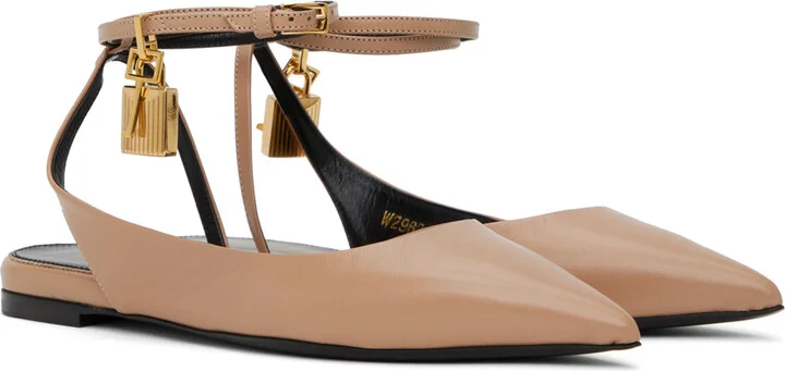 TOM FORD Taupe Padlock Ballerina Flats - Image 4