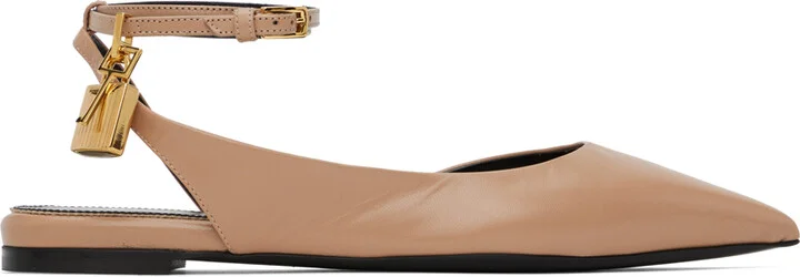 TOM FORD Taupe Padlock Ballerina Flats