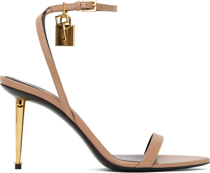 TOM FORD Taupe Padlock Pointed Naked Heeled Sandals