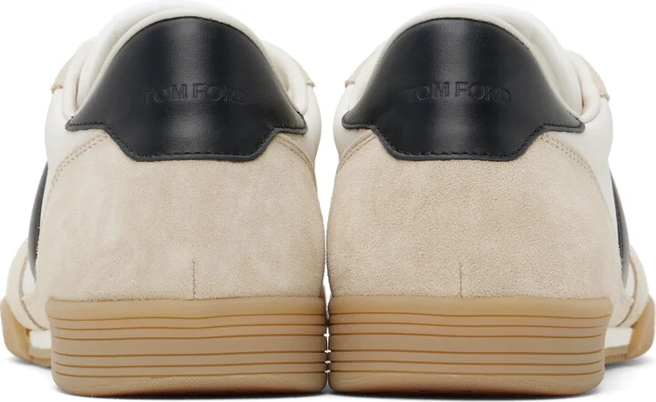 TOM FORD White & Beige Suede Terence Sneakers - Image 2