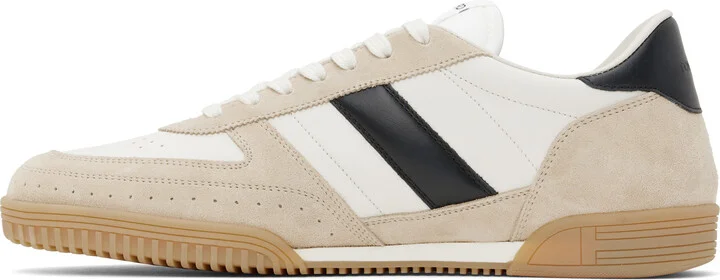 TOM FORD White & Beige Suede Terence Sneakers - Image 3
