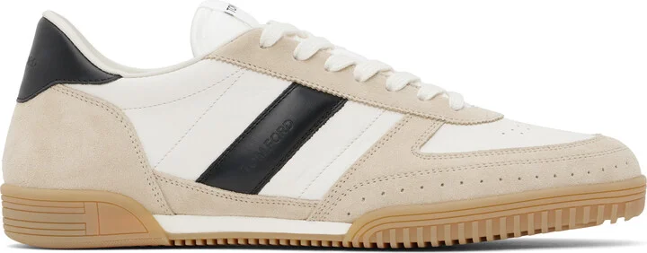 TOM FORD White & Beige Suede Terence Sneakers