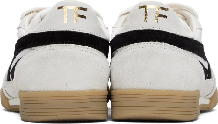 TOM FORD White & Black Suede Jackson Sneakers - Image 2