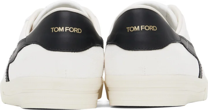 TOM FORD White & Black Suede Jarvis Sneakers - Image 2