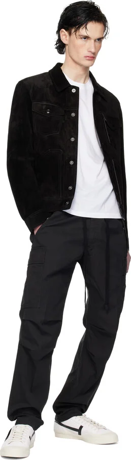 TOM FORD White & Black Suede Jarvis Sneakers - Image 5
