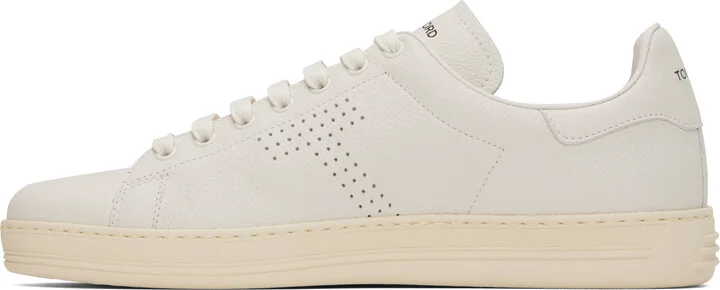 TOM FORD White Grain Leather Warwick Sneakers - Image 3