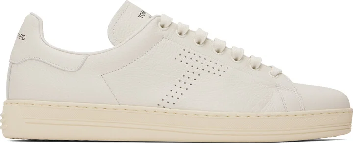 TOM FORD White Grain Leather Warwick Sneakers