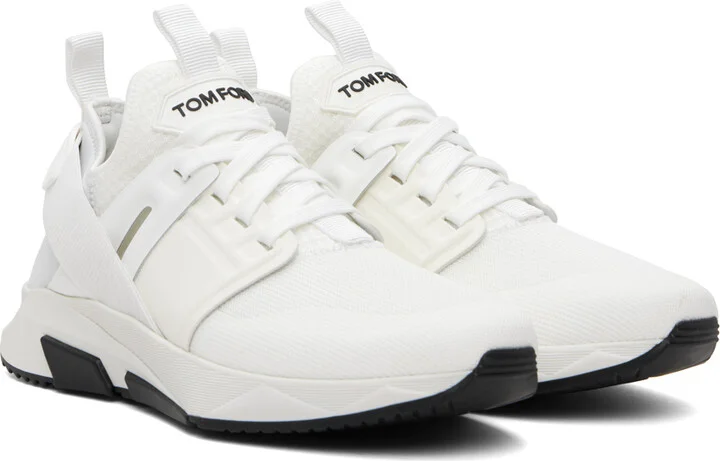 TOM FORD White Neoprene Suede Jago Sneakers - Image 4